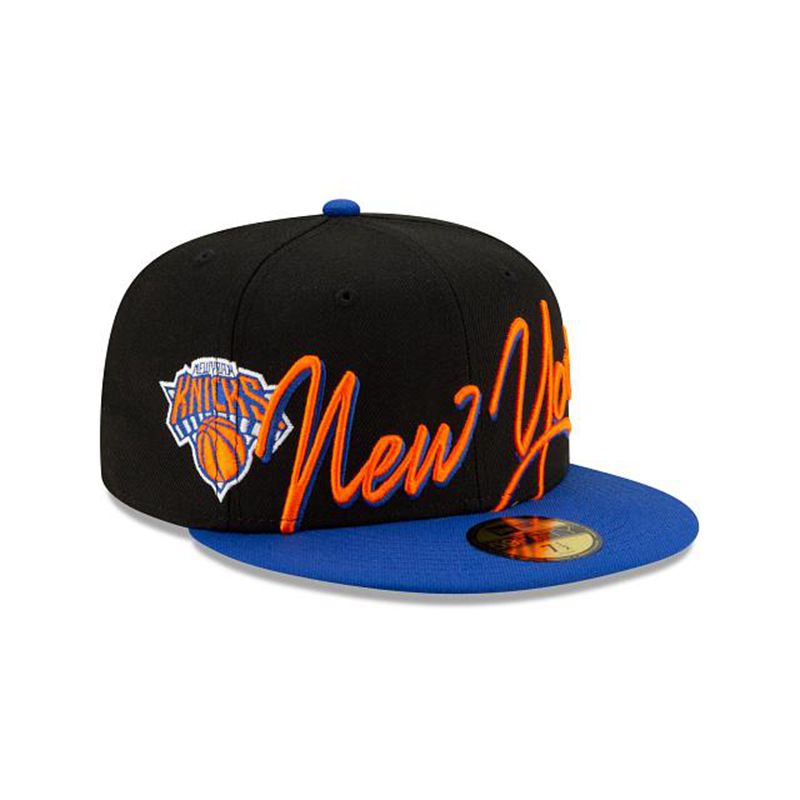 NBA New York Knicks Cursive 59Fifty Fitted (CIY1949) - Black New Era Caps